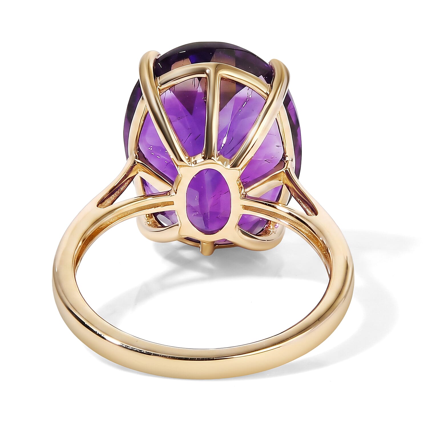 9K Yellow Gold AAA Moroccan Amethyst Solitaire Ring 9.06 Ct.