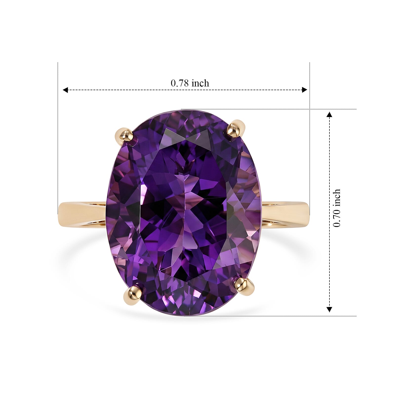 9K Yellow Gold AAA Moroccan Amethyst Solitaire Ring 9.06 Ct.