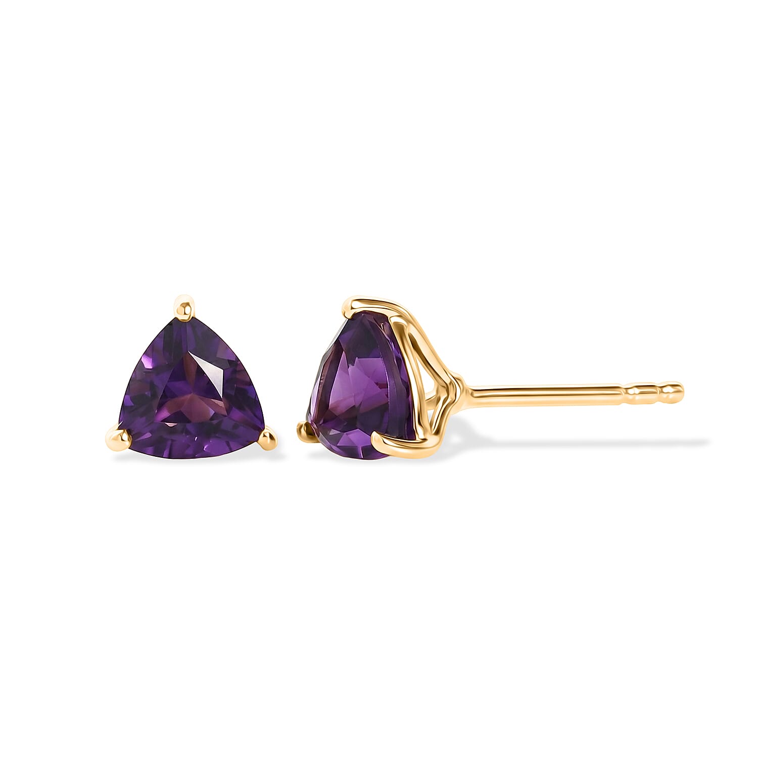Moroccan Amethyst Dangling Earring with Push Back in Yellow Gold Plated Sterling Silver 1.40 Ct.