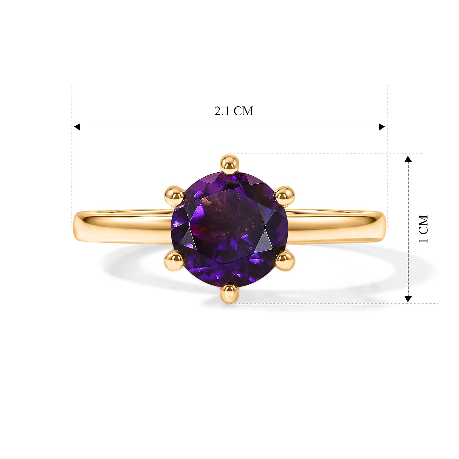 Moroccan Amethyst Solitaire Ring in Yellow Gold Plated Sterling Silver 1.30 Ct.
