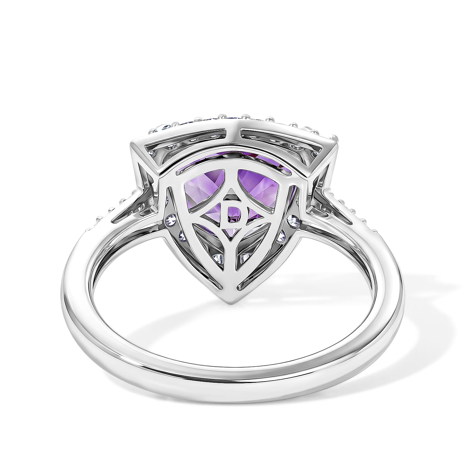 D'Joy - Moroccan Amethyst & White Zircon Halo Ring in Platinum Overlay Sterling Silver 2.84 Ct.