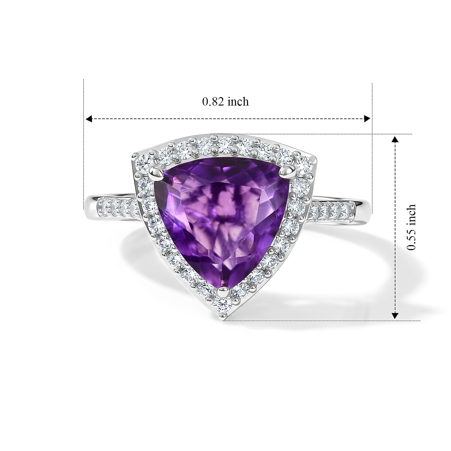 D'Joy - Moroccan Amethyst & White Zircon Halo Ring in Platinum Overlay Sterling Silver 2.84 Ct.