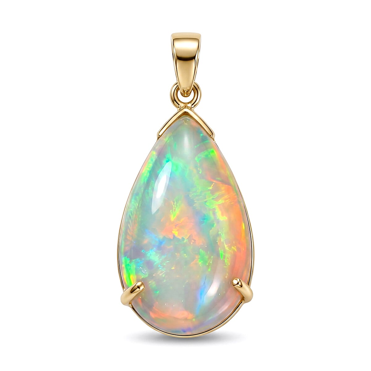 Tony Diniz Collection 9K Yellow Gold AAA Ethiopian Opal Solitaire Pendant 10.33 Ct.