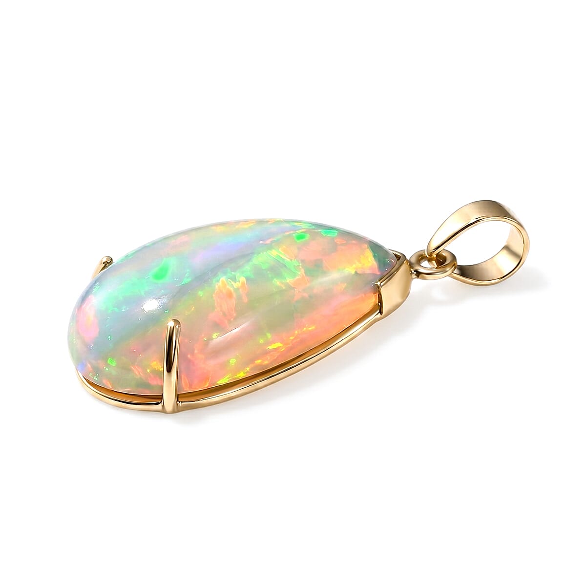 Tony Diniz Collection 9K Yellow Gold AAA Ethiopian Opal Solitaire Pendant 10.33 Ct.