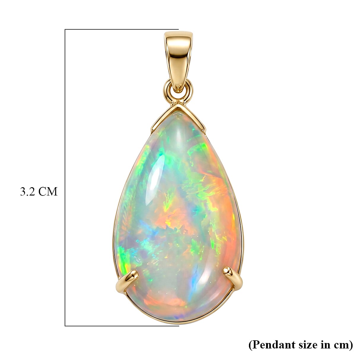 Tony Diniz Collection 9K Yellow Gold AAA Ethiopian Opal Solitaire Pendant 10.33 Ct.
