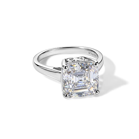 The Royal Asscher Collection - Moissanite Ring in Rhodium Overlay Sterling Silver 5.50 Ct.