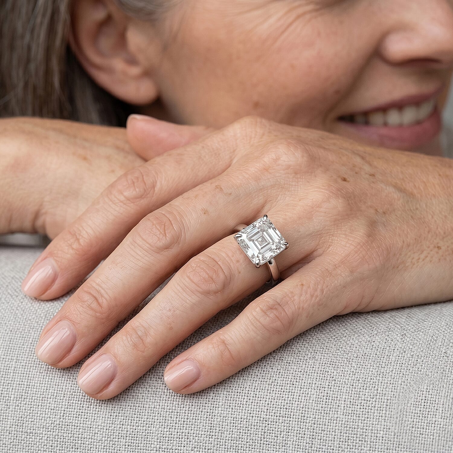 The Royal Asscher Collection - Moissanite Ring in Rhodium Overlay Sterling Silver 5.50 Ct.