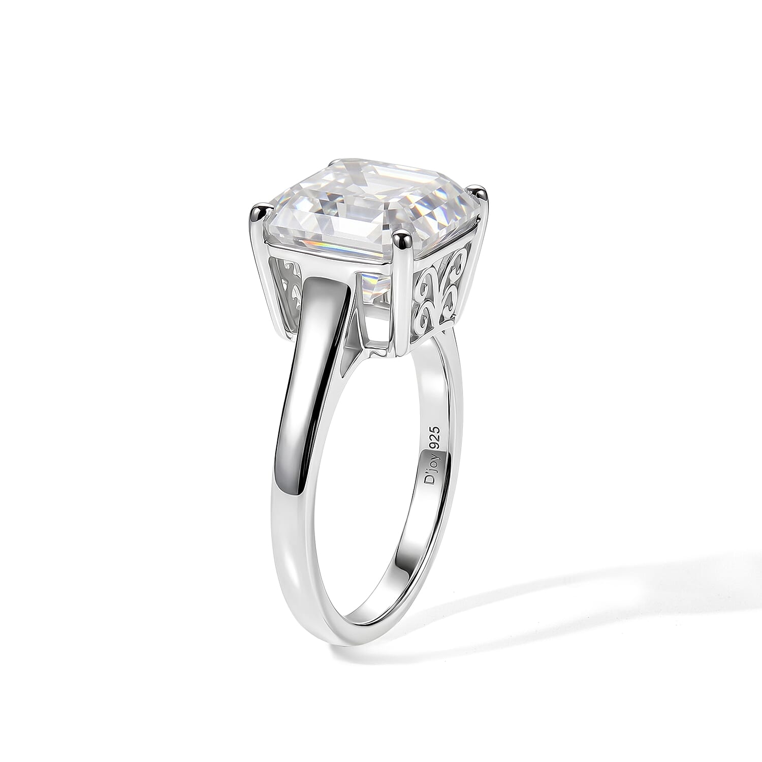 The Royal Asscher Collection - Moissanite Ring in Rhodium Overlay Sterling Silver 5.50 Ct.