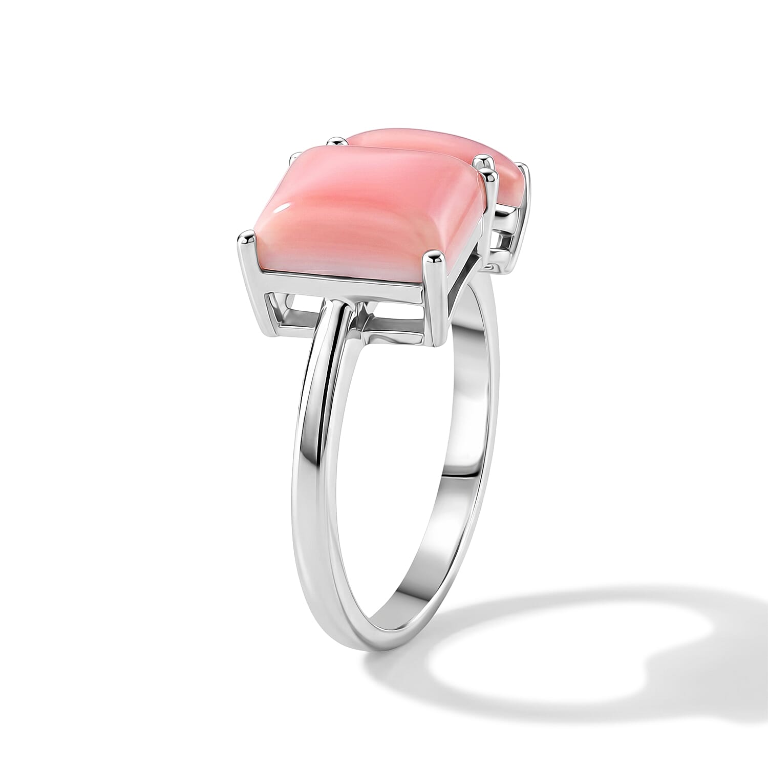 D'Joy Pink Conch Shell Fancy Ring in Rhodium OverlaySterling Silver  5.800  Ct.