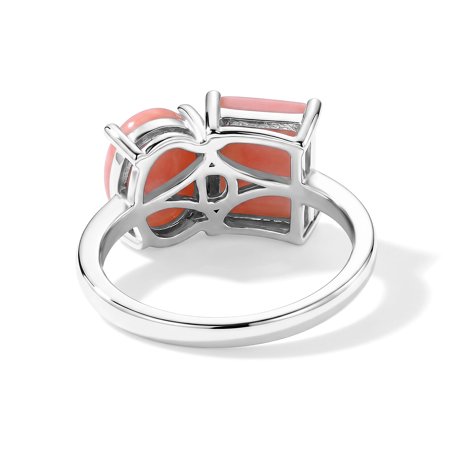 D'Joy Pink Conch Shell Fancy Ring in Rhodium OverlaySterling Silver  5.800  Ct.
