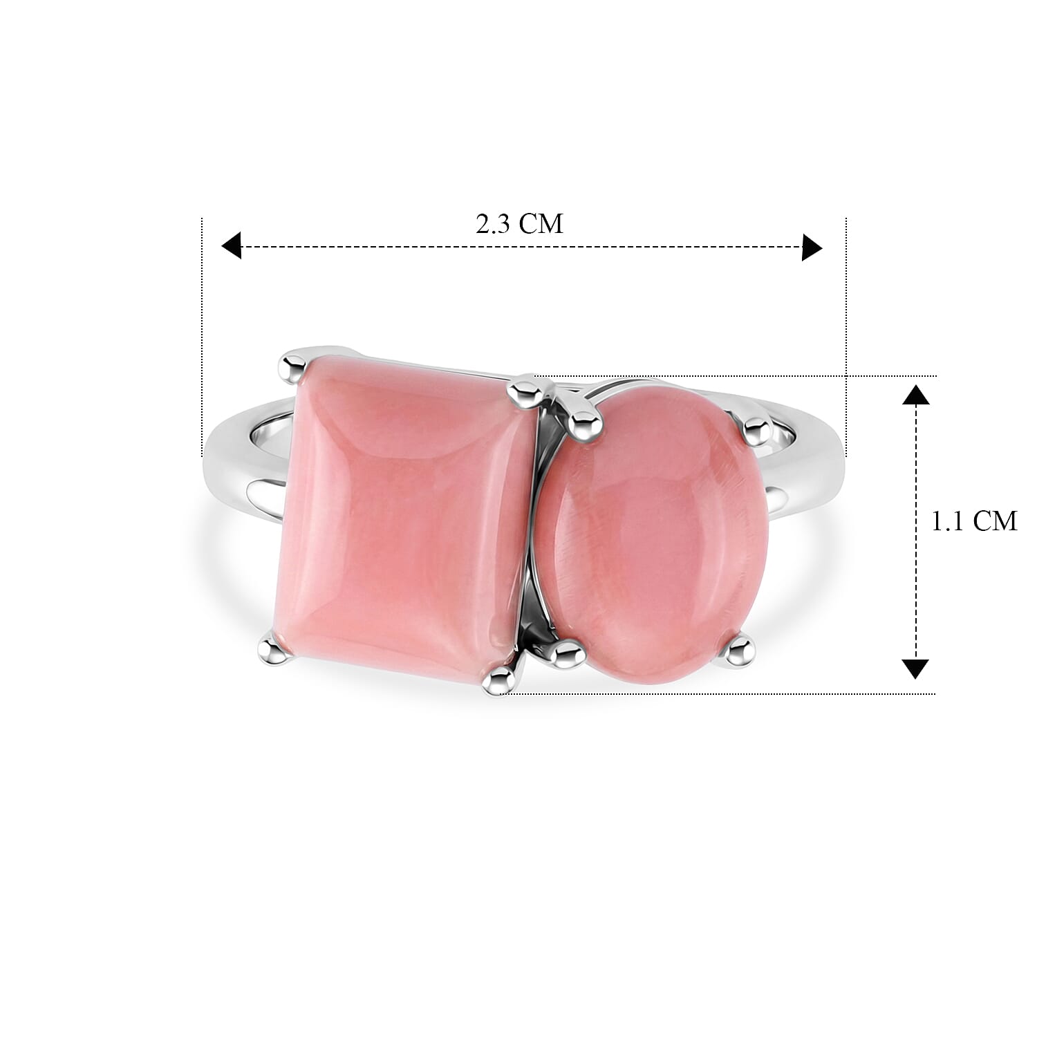 D'Joy Pink Conch Shell Fancy Ring in Rhodium OverlaySterling Silver  5.800  Ct.