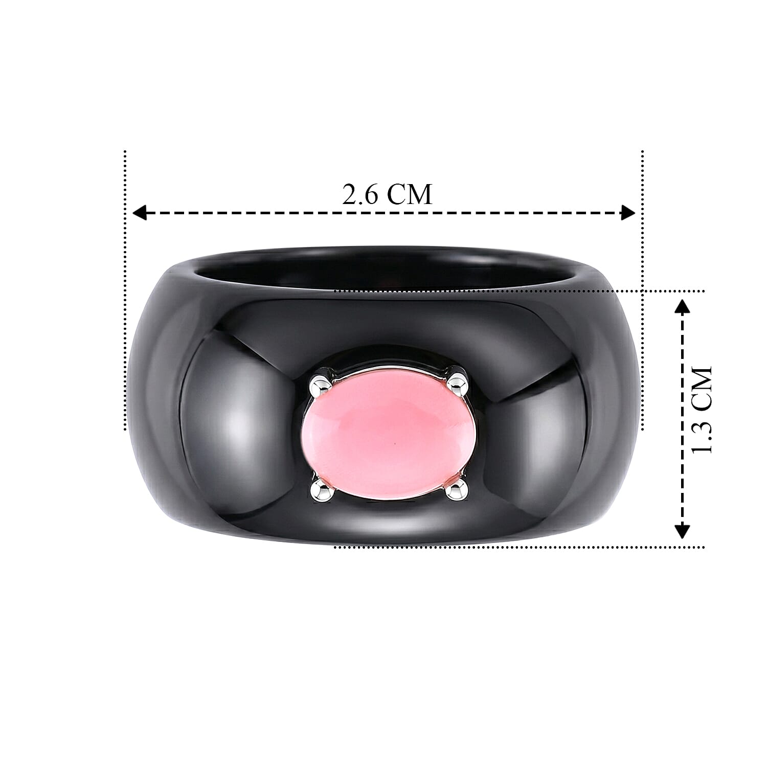 D'Joy Dyed Black Jade, Pink Conch Shell Fancy Ring in Rhodium OverlaySterling Silver  40.500  Ct.