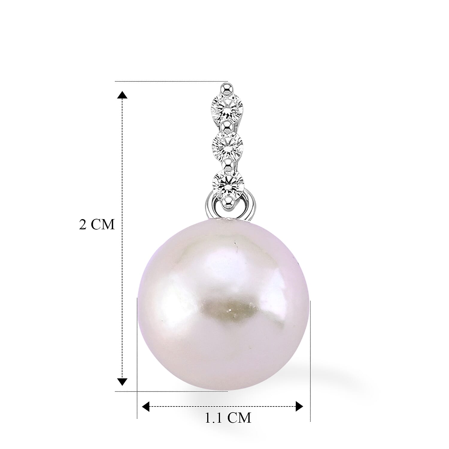 D'Joy - White Edison Pearl & Lab Grown Diamond Drop Earring with Push Back in Rhodium Overlay Sterling Silver 16.27 Ct.