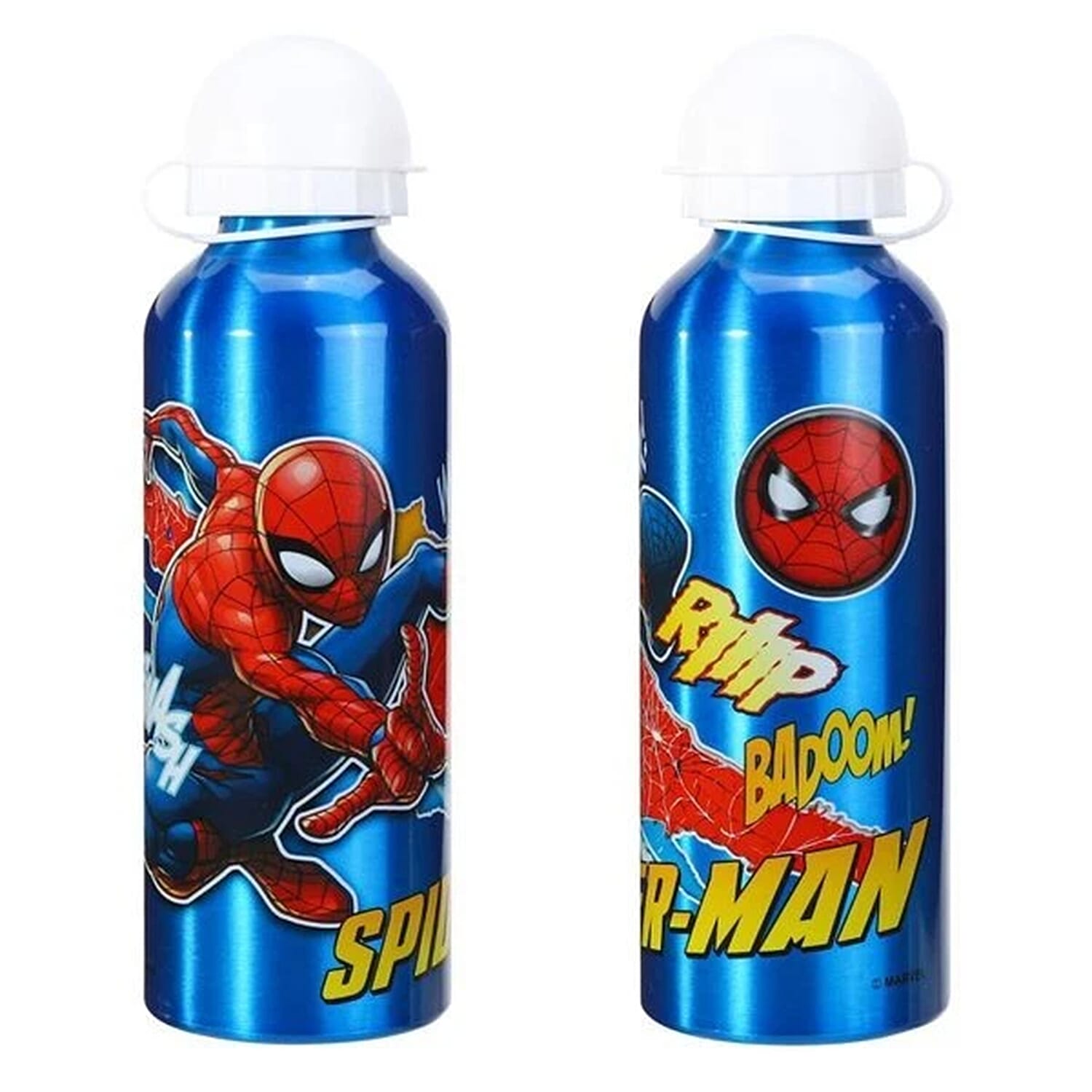 Kids Licensed Aluminium Spiderman Water Bottle (500ml) - Leakproof, Lightweight - BPA-Free - Red
