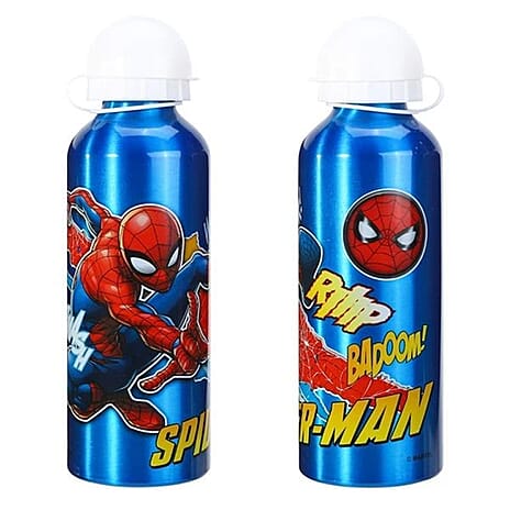 Kids Licensed Aluminium Spiderman Water Bottle (500ml) - Leakproof, Lightweight - BPA-Free - Red