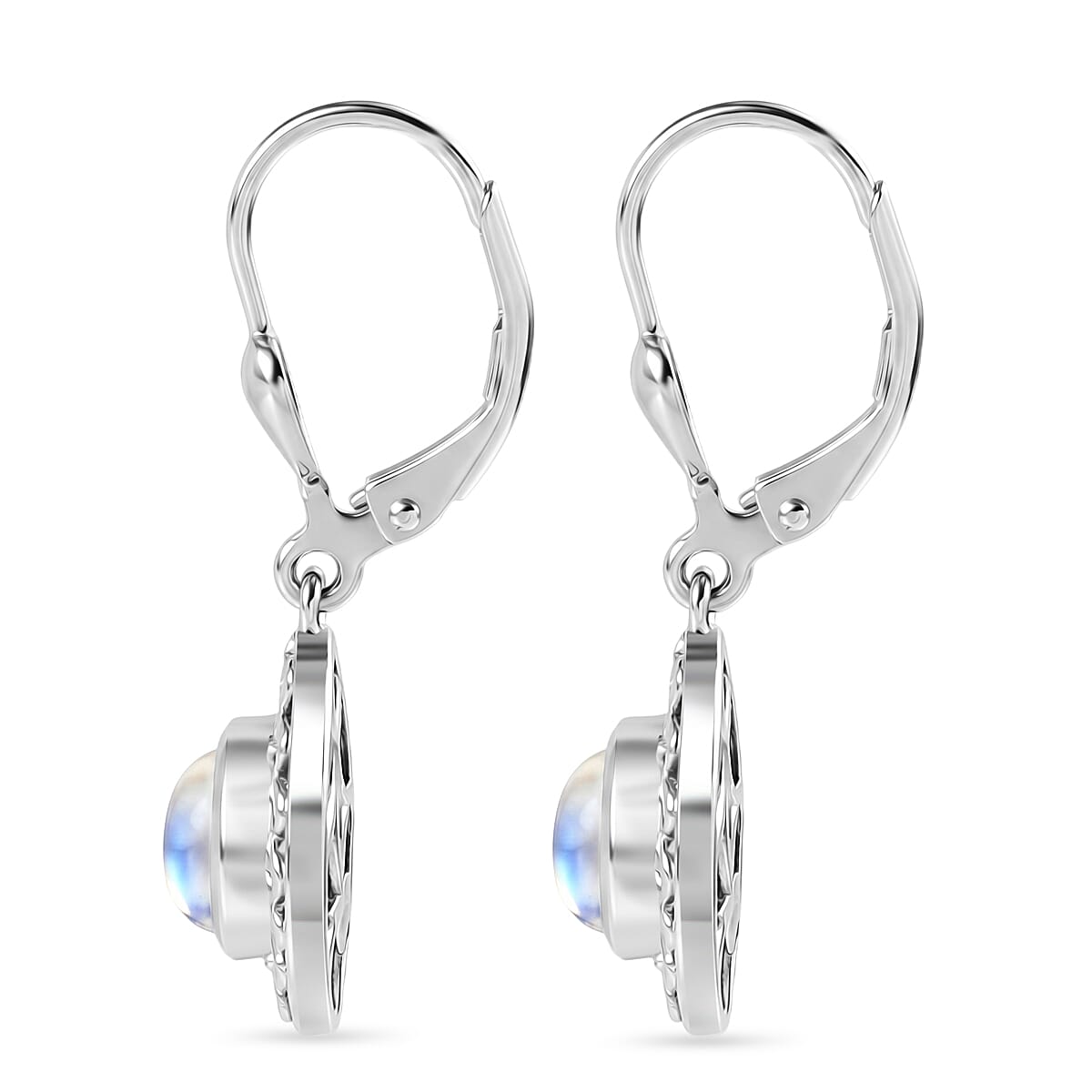 D'Joy Rainbow Moonstone Fancy Earring in Rhodium OverlaySterling Silver  1.084  Ct.