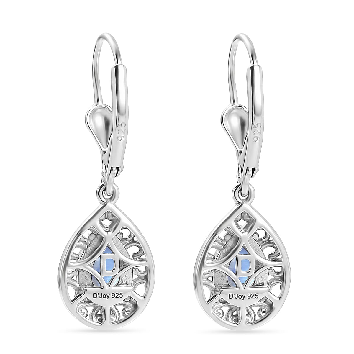 D'Joy Rainbow Moonstone Fancy Earring in Rhodium OverlaySterling Silver  1.084  Ct.