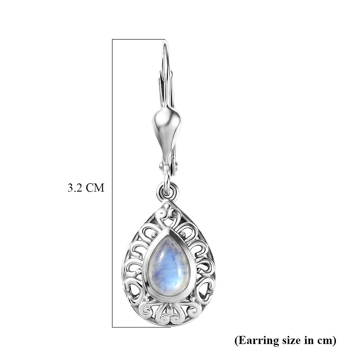 D'Joy Rainbow Moonstone Fancy Earring in Rhodium OverlaySterling Silver  1.084  Ct.