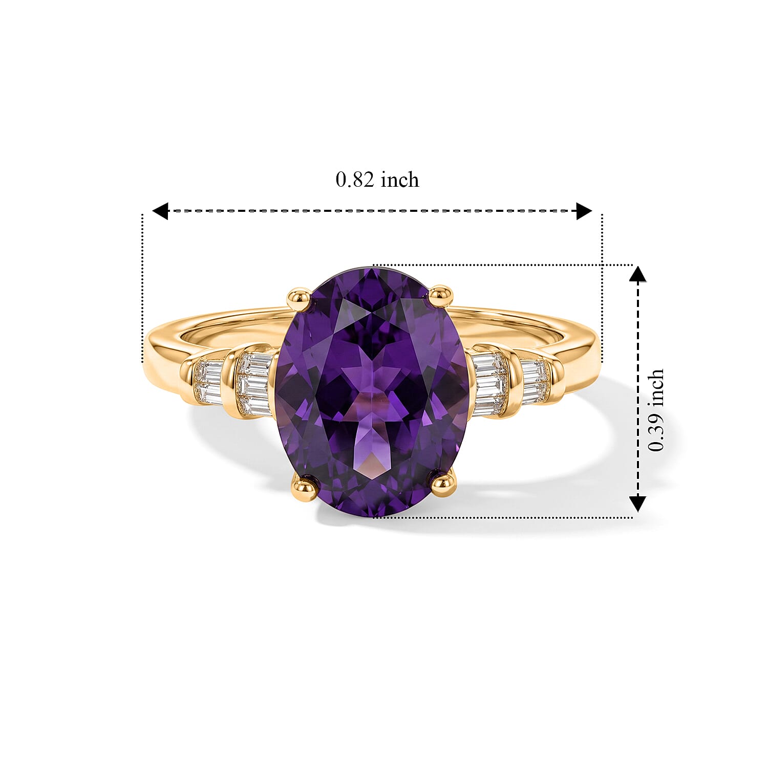 D'Joy - Moroccan Amethyst & Natural White Diamond Ring in 18K Vermeil Yellow Gold Plated Sterling Silver 2.70 Ct.
