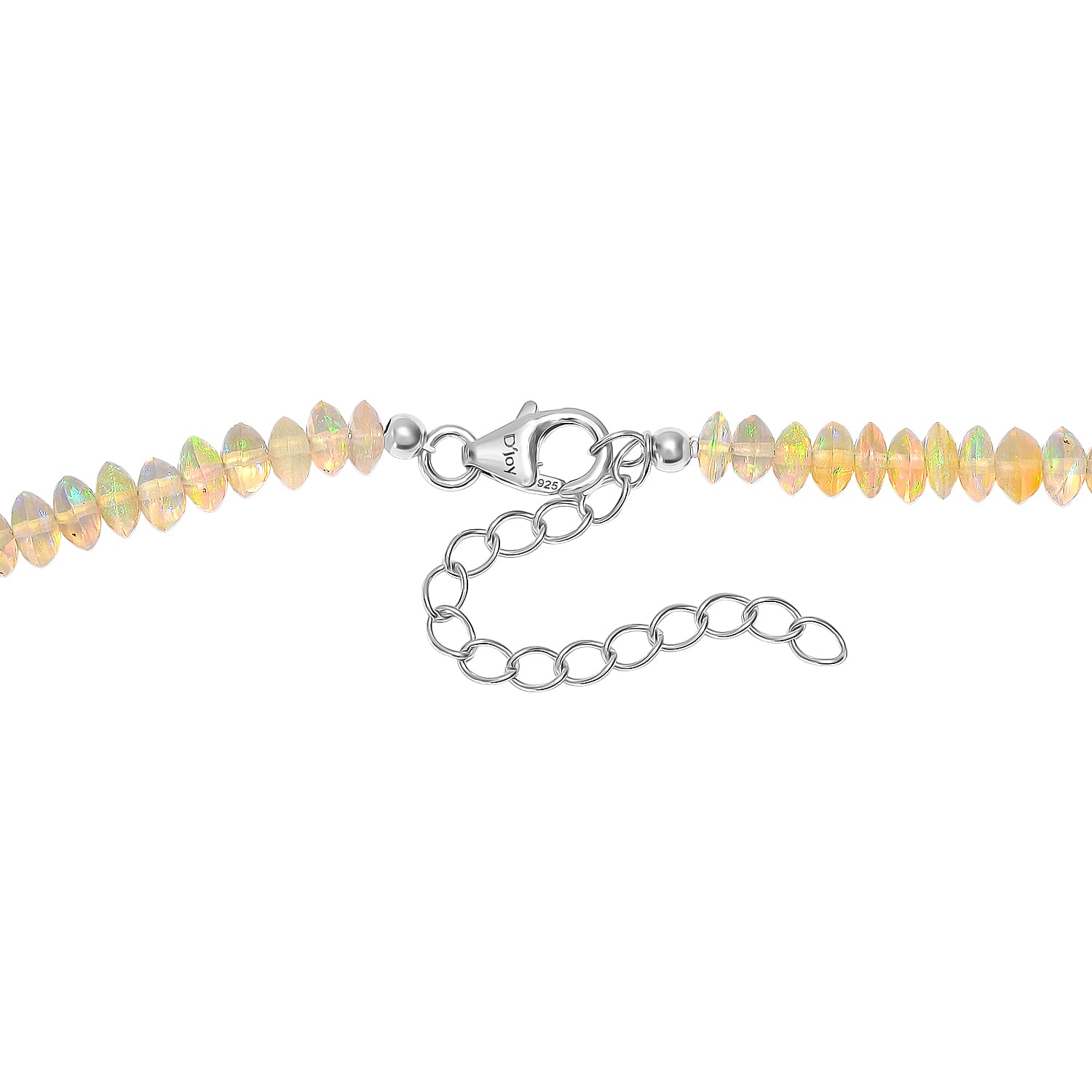 D'Joy - Ethiopian Opal Beads Necklace (Size - 18-2 Ext) in Rhodium Overlay Sterling Silver 90.00 Ct.