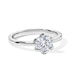 Royal Bali Collection - D'Joy Moissanite Solitaire Ring in Sterling Silver 1.00 Ct.