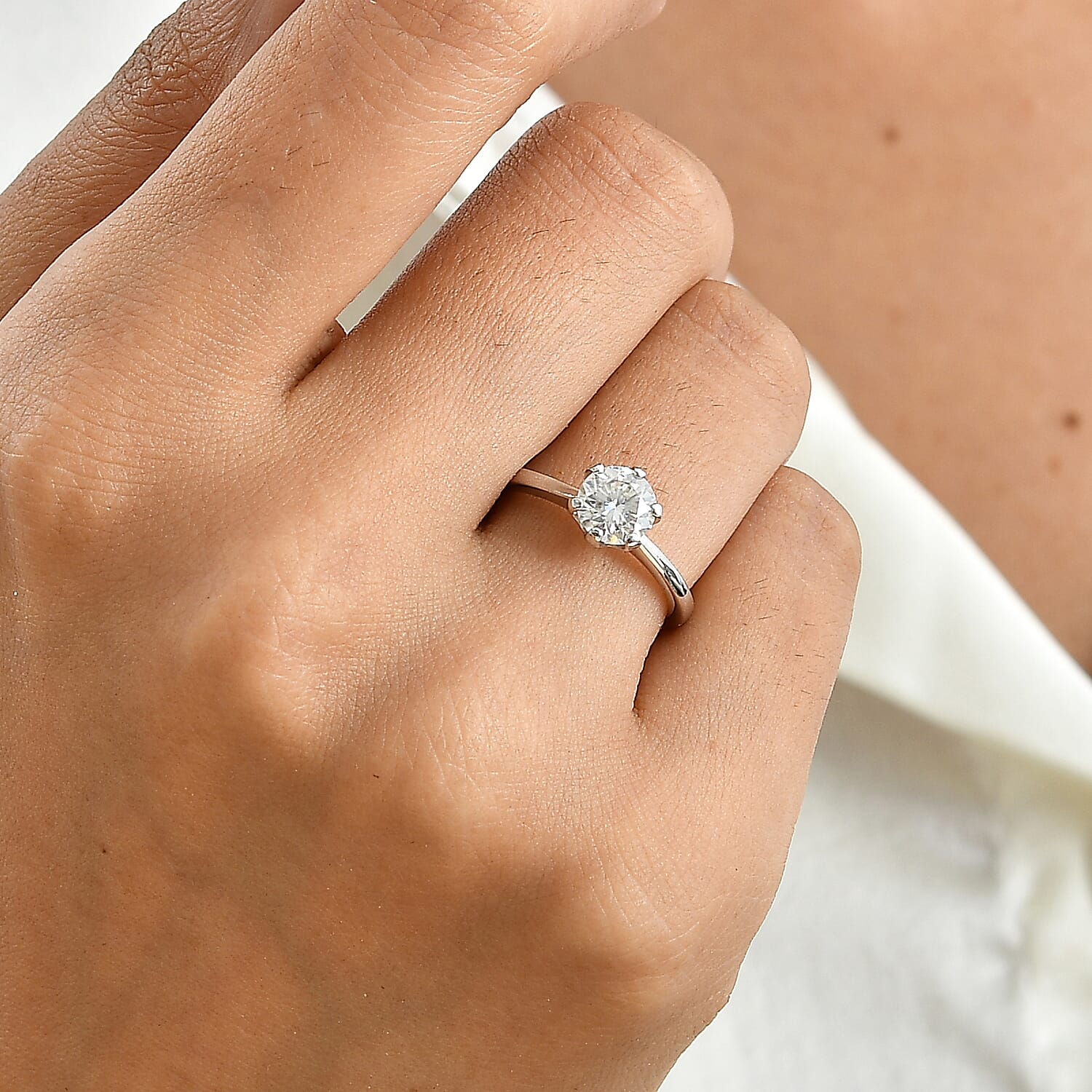 Royal Bali Collection - D'Joy Moissanite Solitaire Ring in Rhodium Overlay Sterling Silver 1.00 Ct.