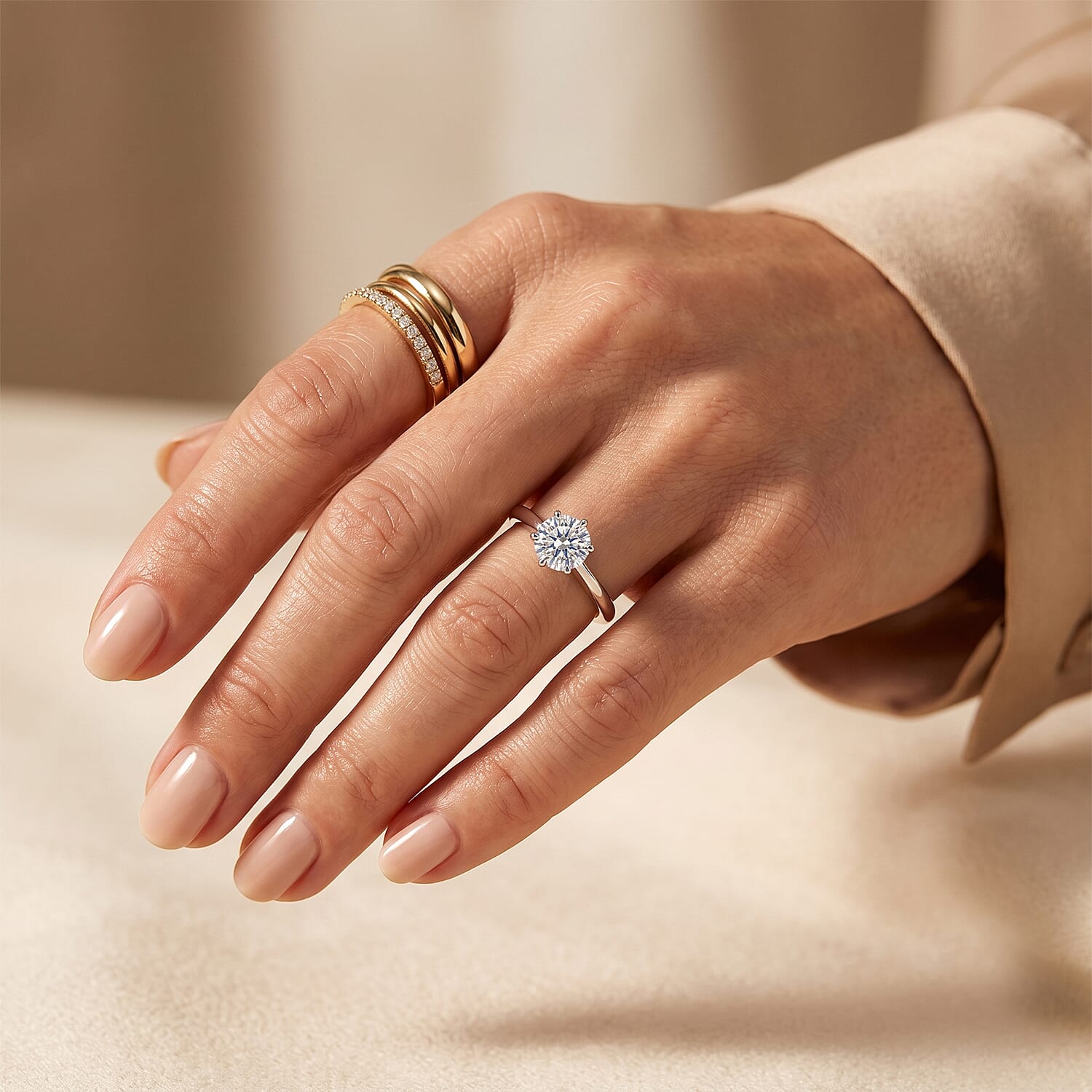 Royal Bali Collection - D'Joy Moissanite Solitaire Ring in 18K Vermeil Rose Gold Plated Sterling Silver 1.00 Ct.
