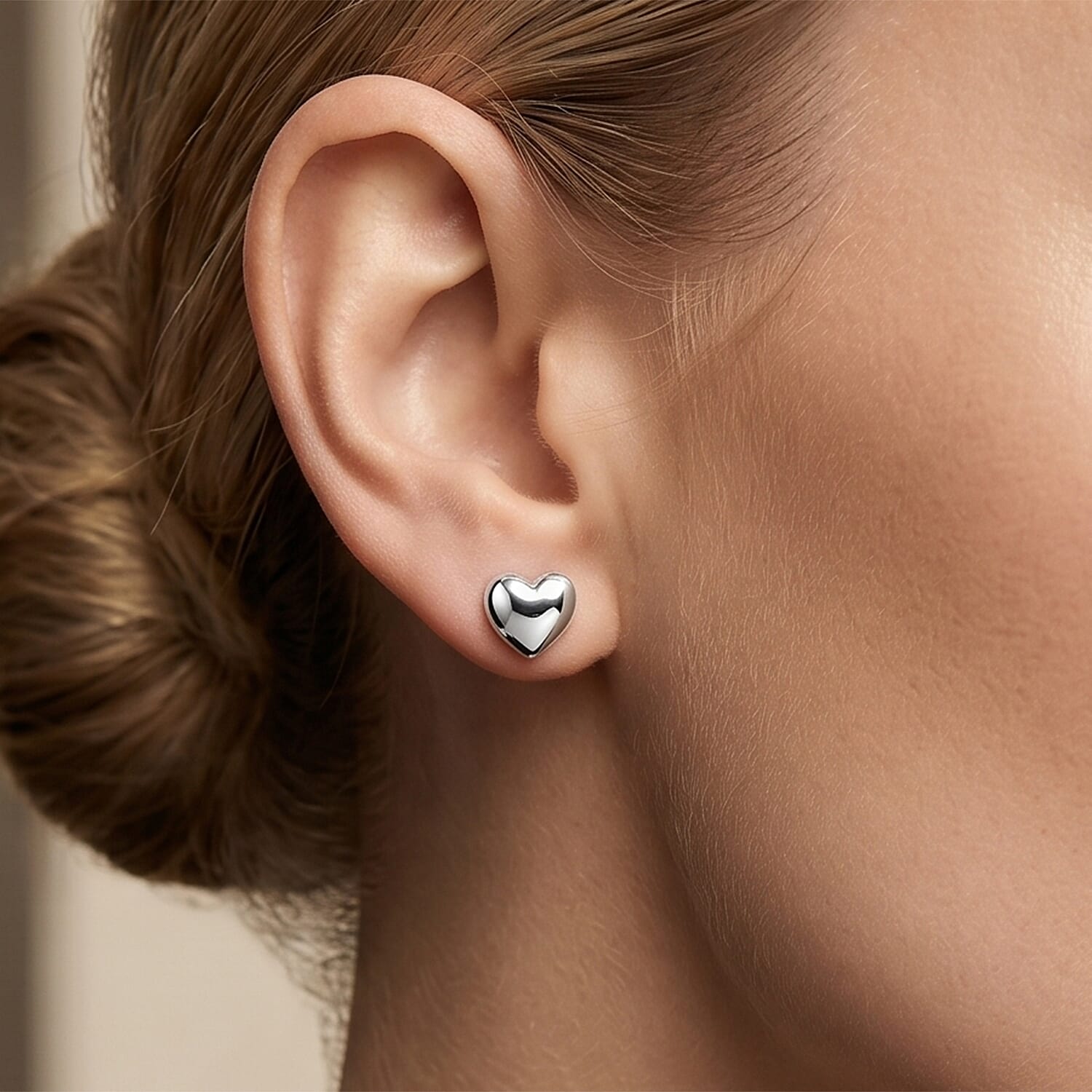 Sterling Silver Heart Earring with Push Back