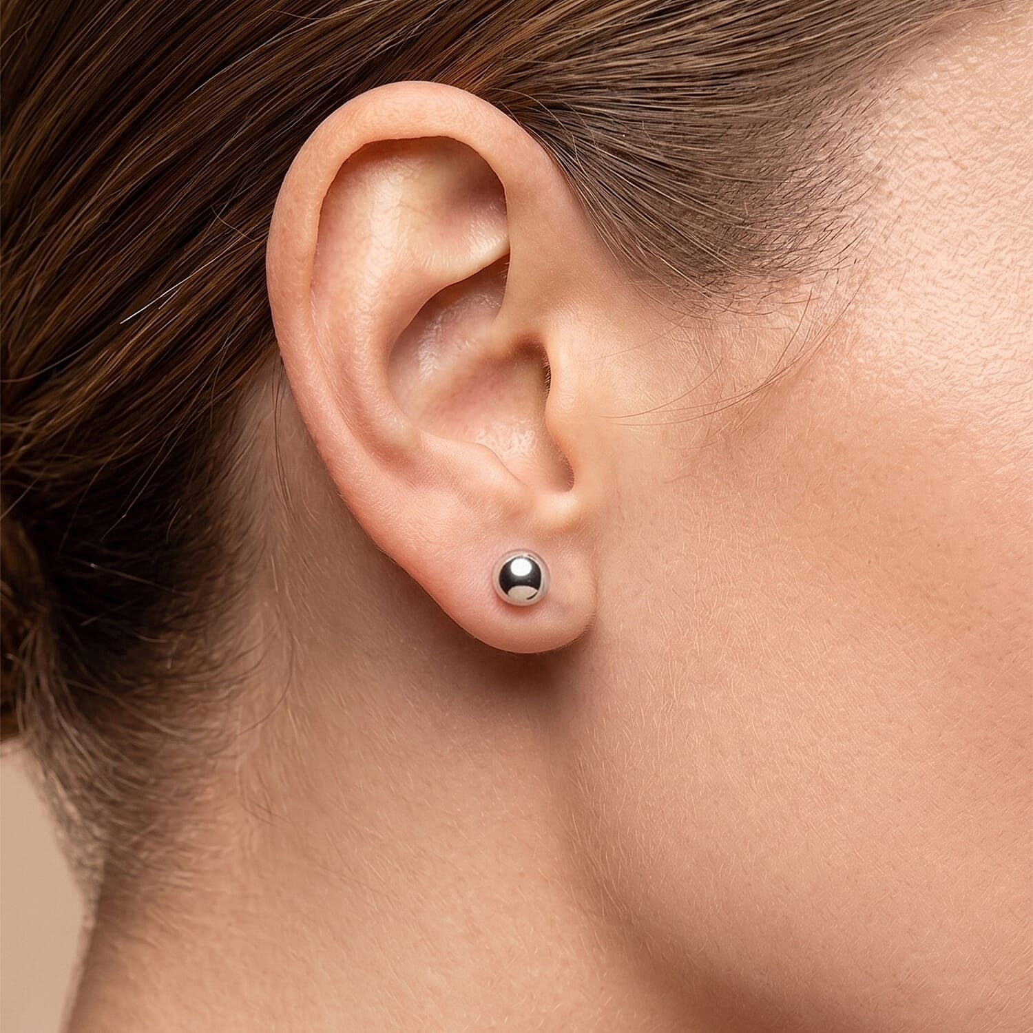 Sterling Silver Ball Earring with Push Back
