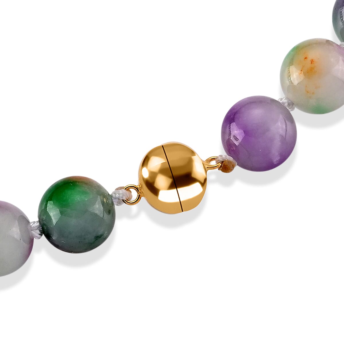 D'Joy - Multi Colour Jade Beads Necklace (Size - 20) with Magnetic Clasp in Yellow Gold Plated Sterling Silver 539.00 Ct.