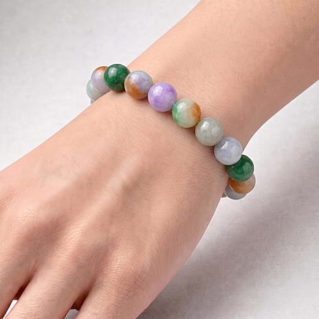 Multi Colour Jade Stretchable Beads Bracelet (Size - 7.5) 280.00 Ct.