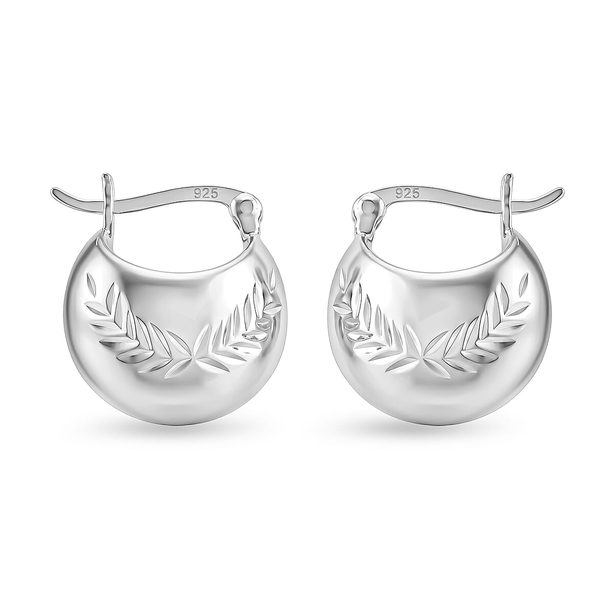 Sterling Silver Leaf Pattern Earring with Clasp