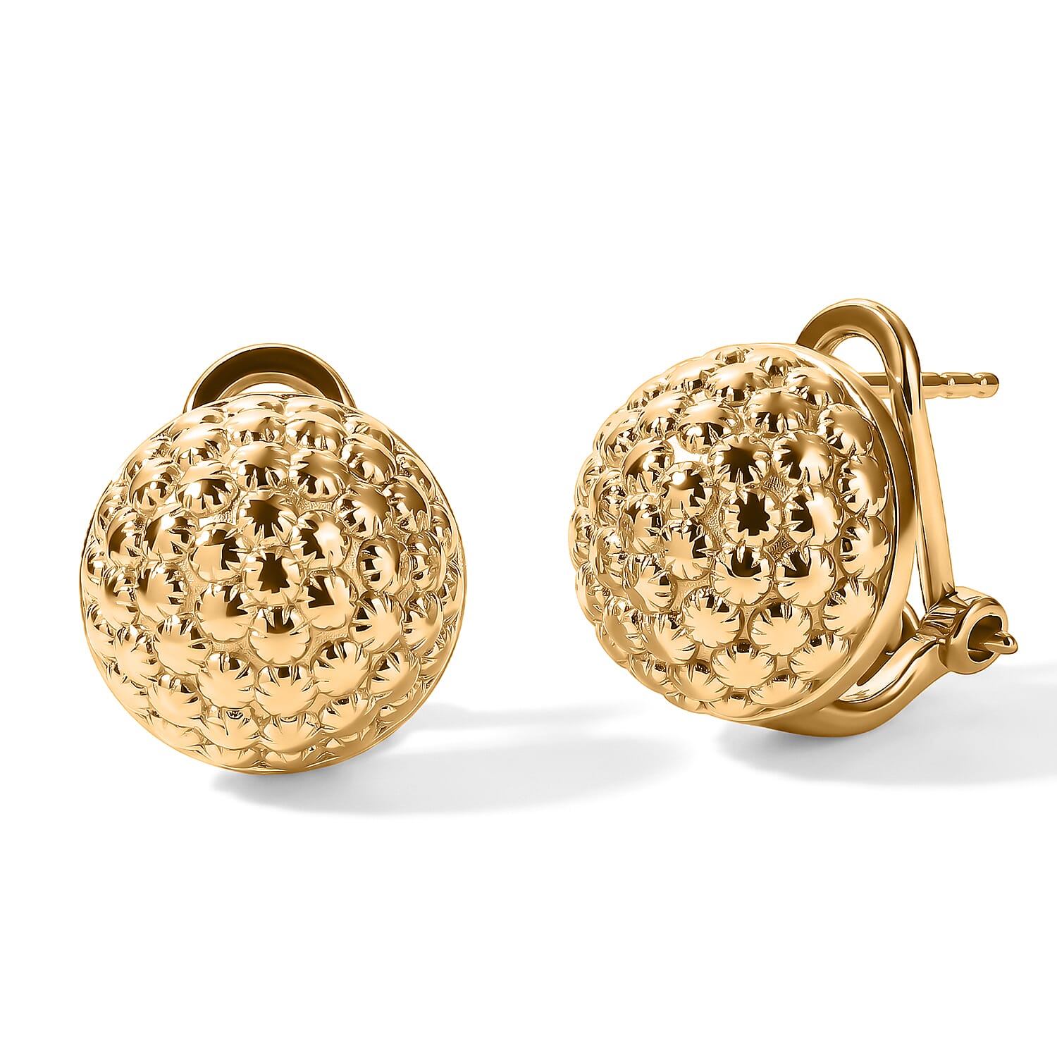 EverTrue Bronzella Collection - Button Earring with Omega Clip in 18K Gold Plating
