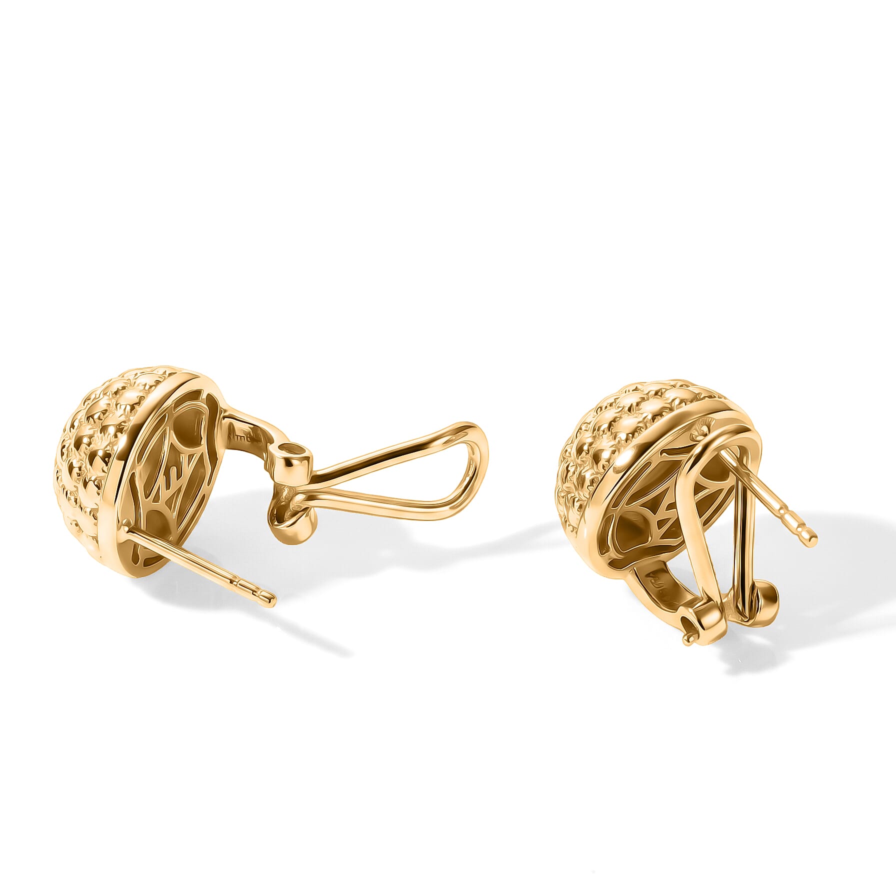 EverTrue Bronzella Collection - Button Earring with Omega Clip in 18K Gold Plating