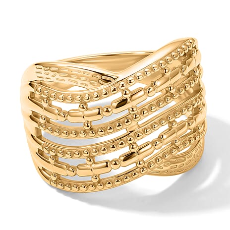 EverTrue Bronzella Collection - Crossover Band Ring in Yellow Gold Tone