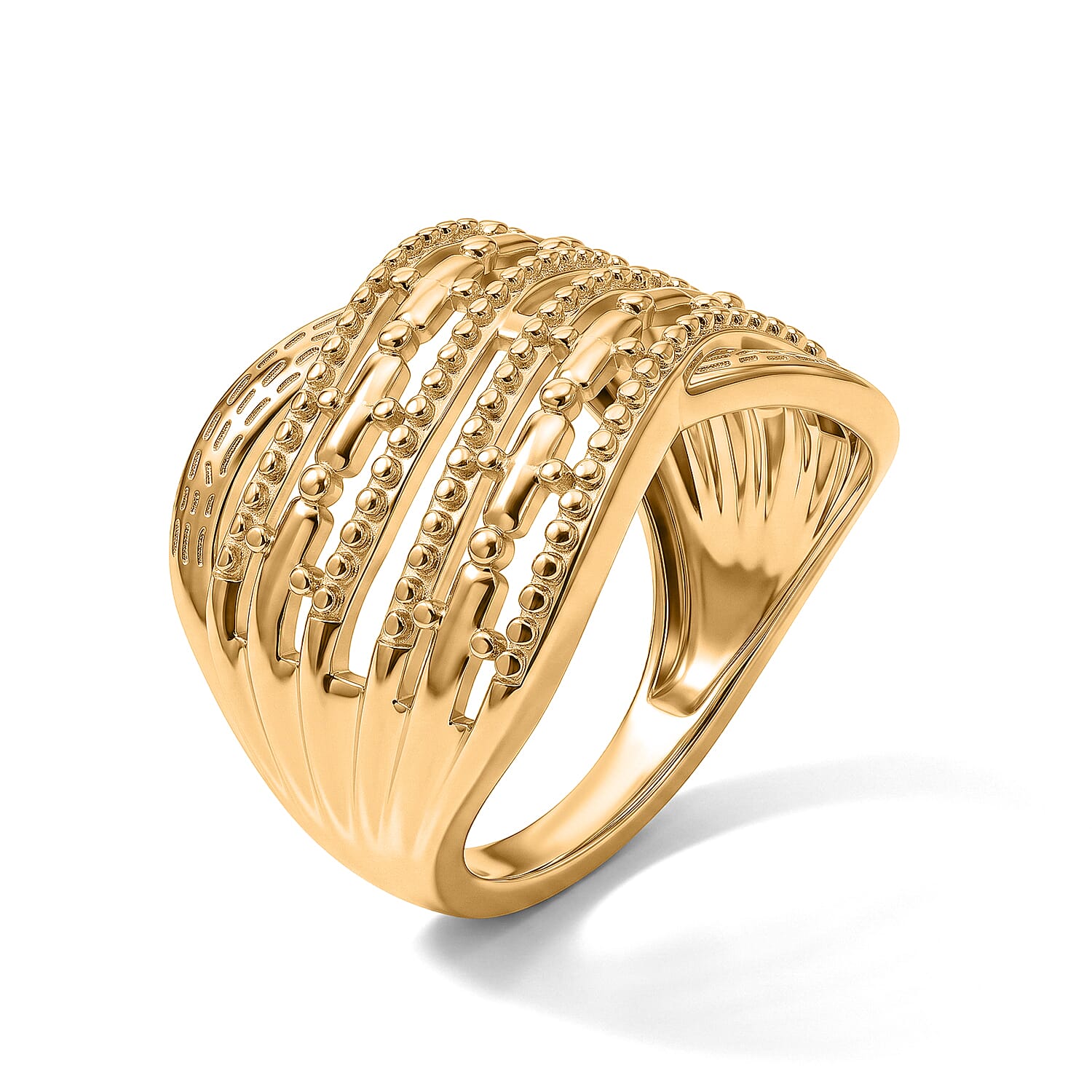 EverTrue Bronzella Collection - Crossover Band Ring in Yellow Gold Tone