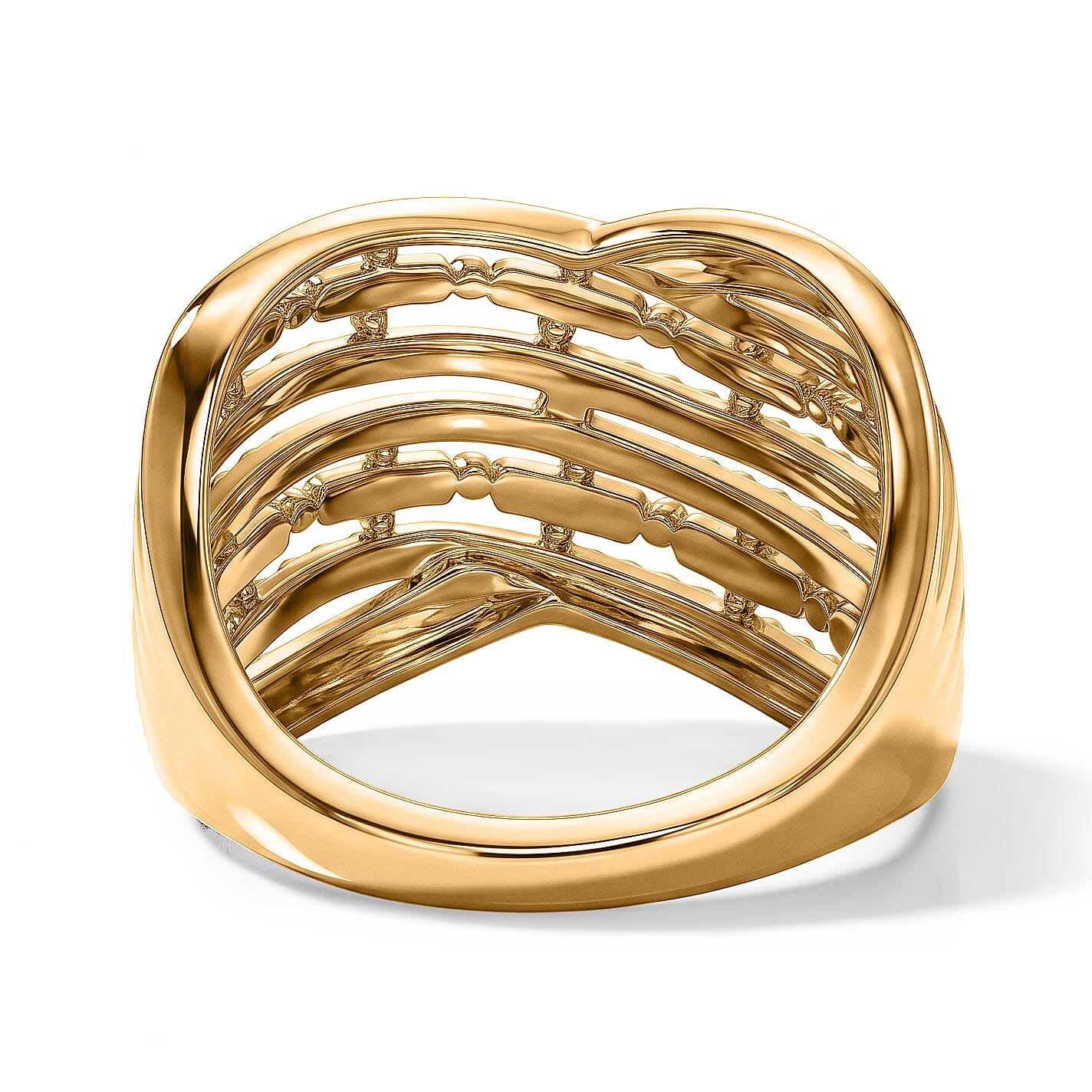 EverTrue Bronzella Collection - Crossover Band Ring in Yellow Gold Tone