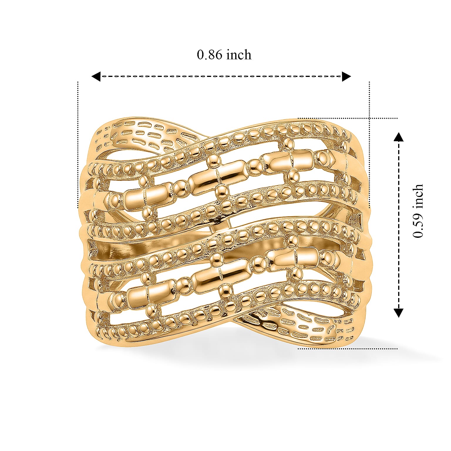 EverTrue Bronzella Collection - Crossover Band Ring in Yellow Gold Tone
