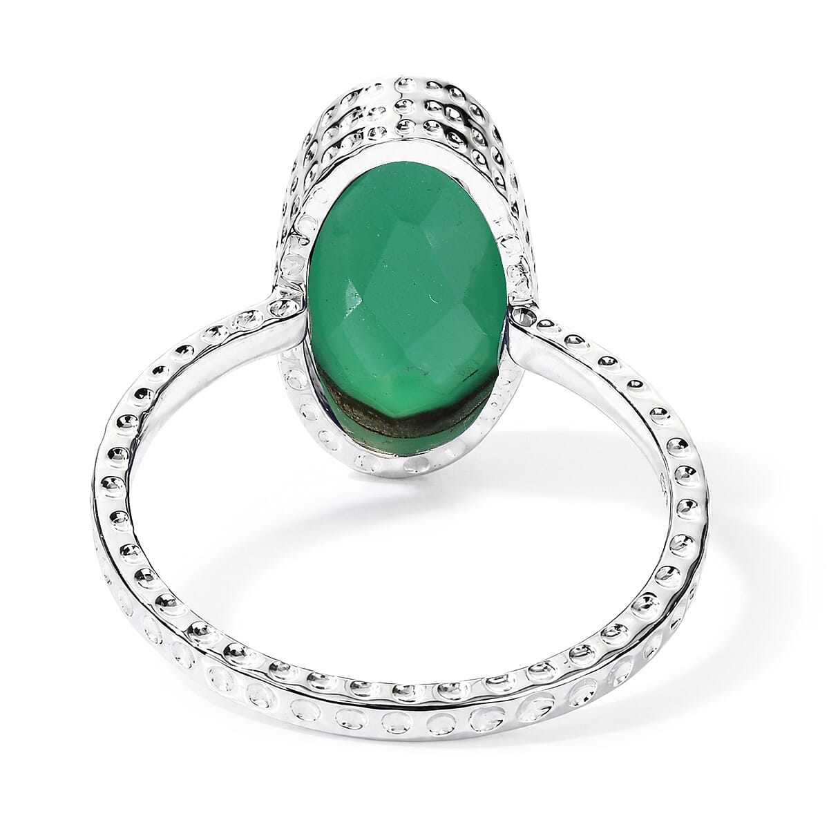 Green Onyx Solitaire Ring in Sterling Silver 4.50 Ct.