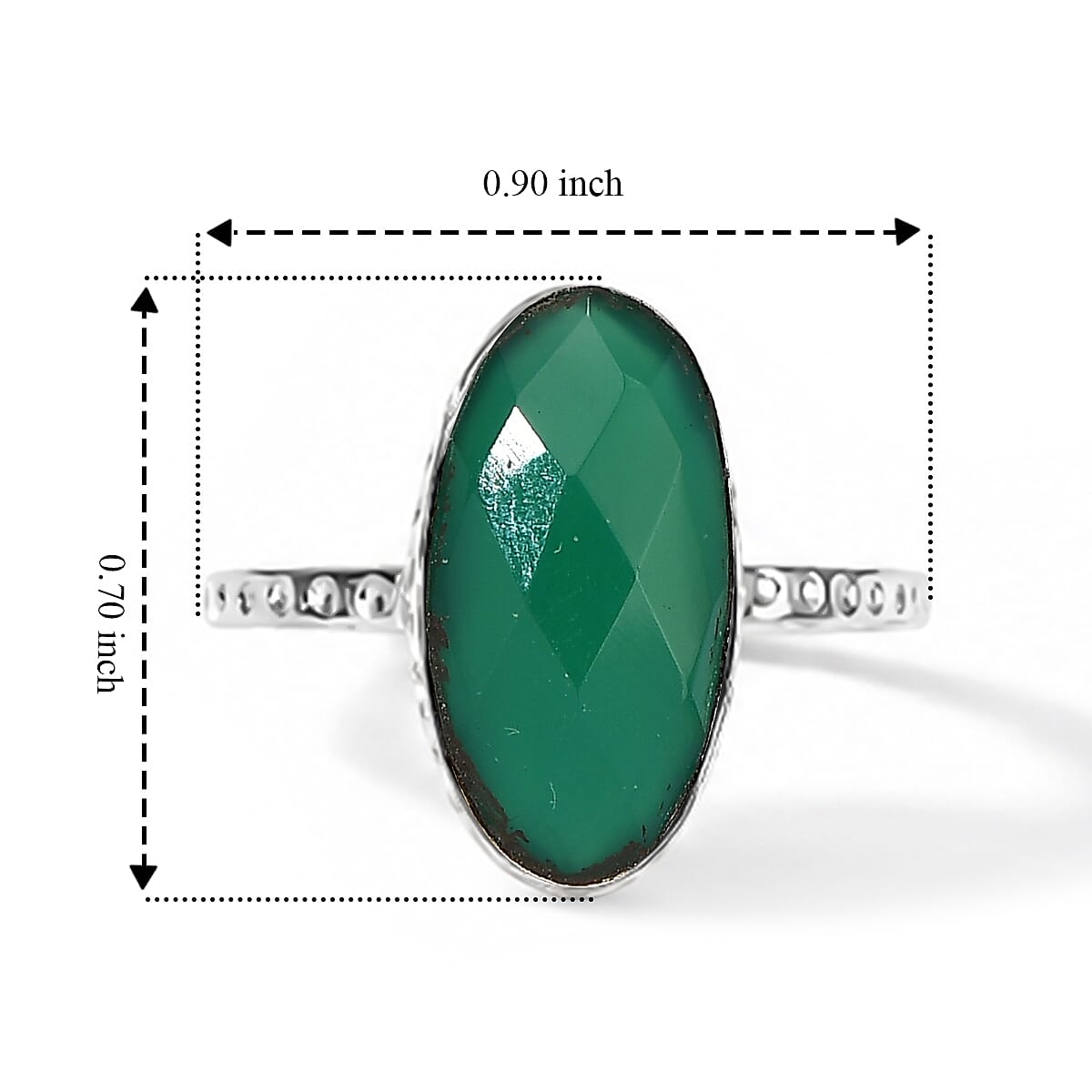 Green Onyx Solitaire Ring in Sterling Silver 4.50 Ct.