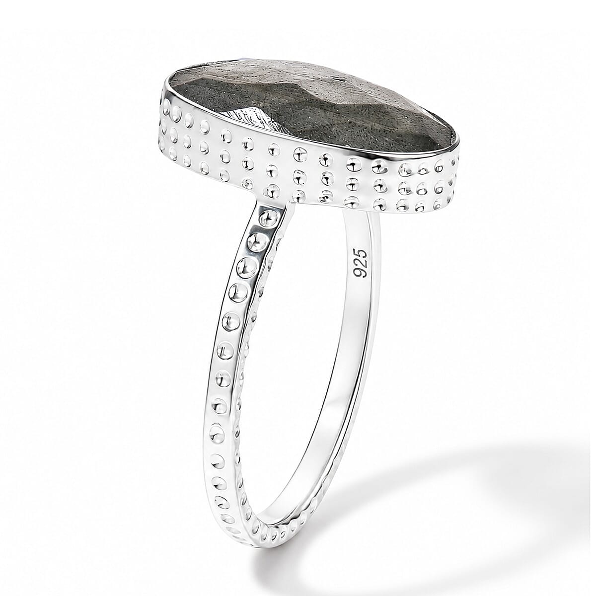 Labradorite Solitaire Ring in Sterling Silver 4.43 Ct.