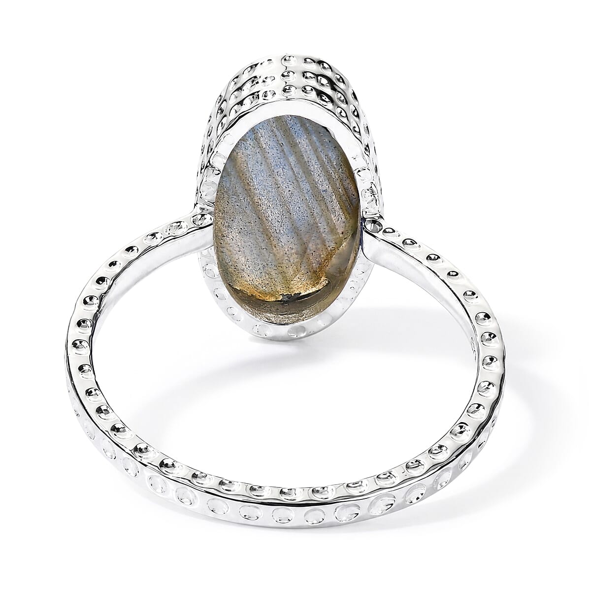 Labradorite Solitaire Ring in Sterling Silver 4.43 Ct.