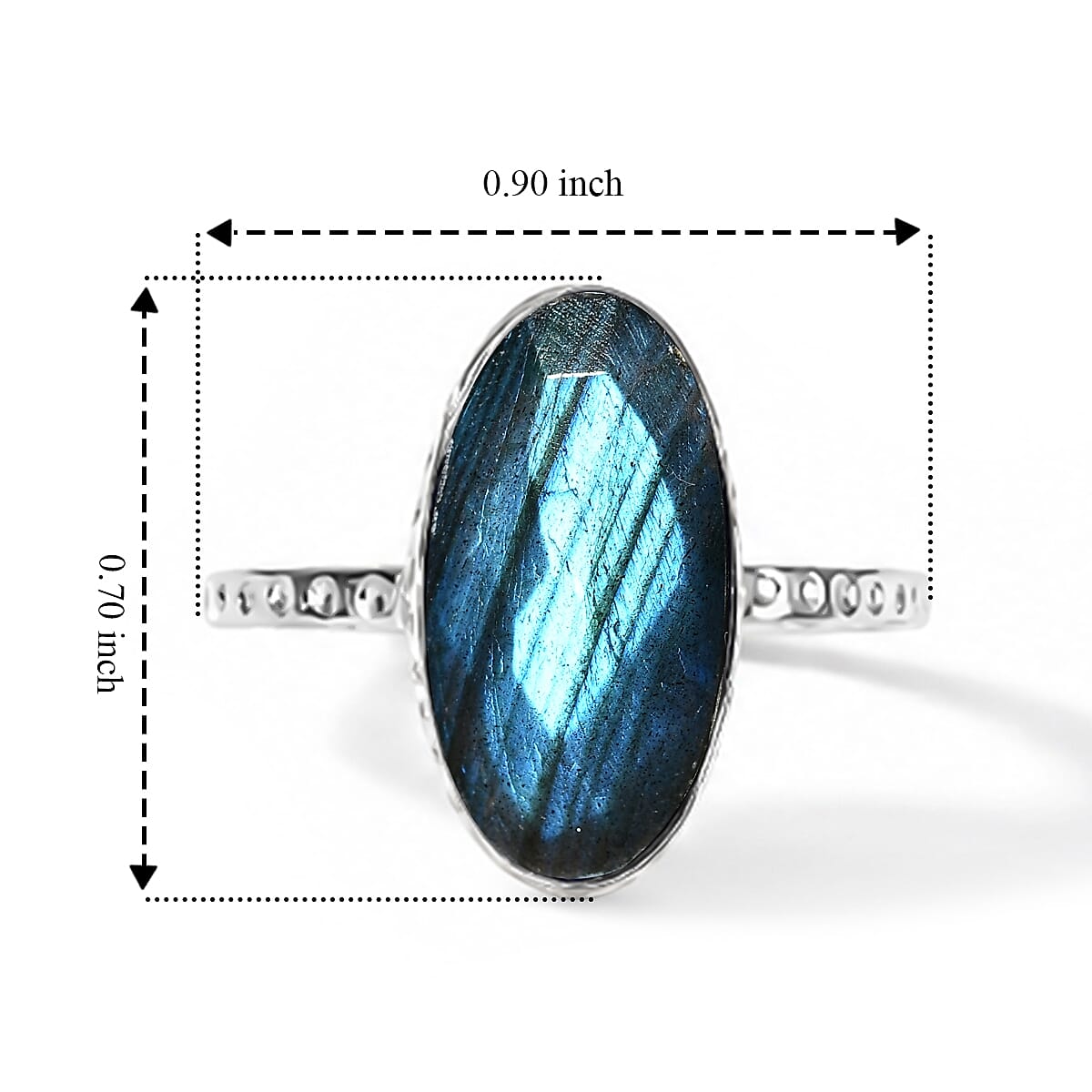 Labradorite Solitaire Ring in Sterling Silver 4.43 Ct.
