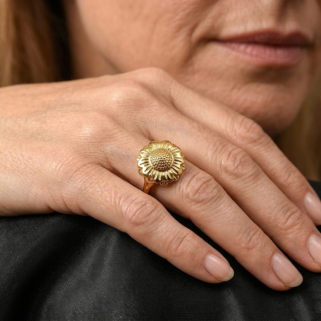 EverTrue Bronzella Collection - Floral Ring in Yellow Gold Tone