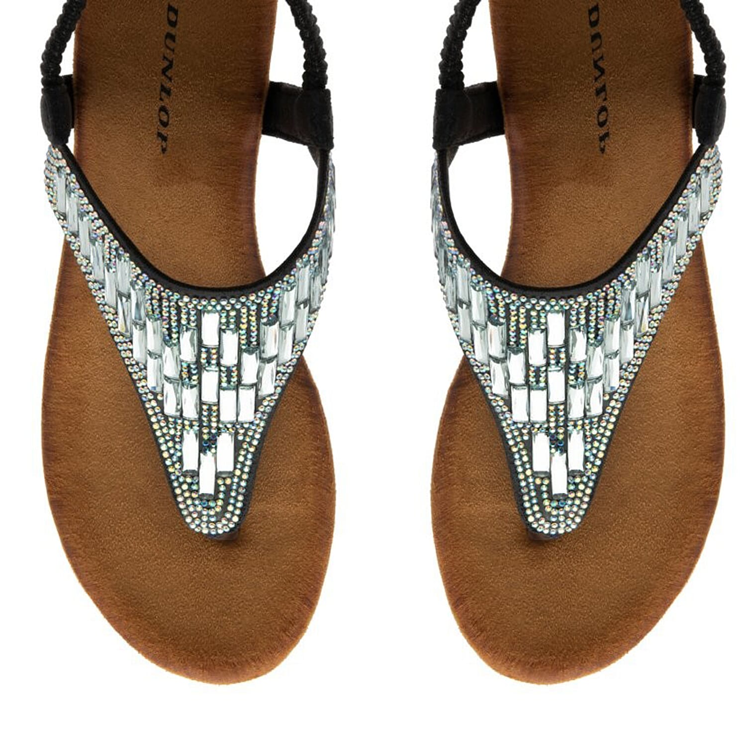 Dunlop Womens Abigail Toe Post Wedge Sandals With Elasticated Ankle Strap