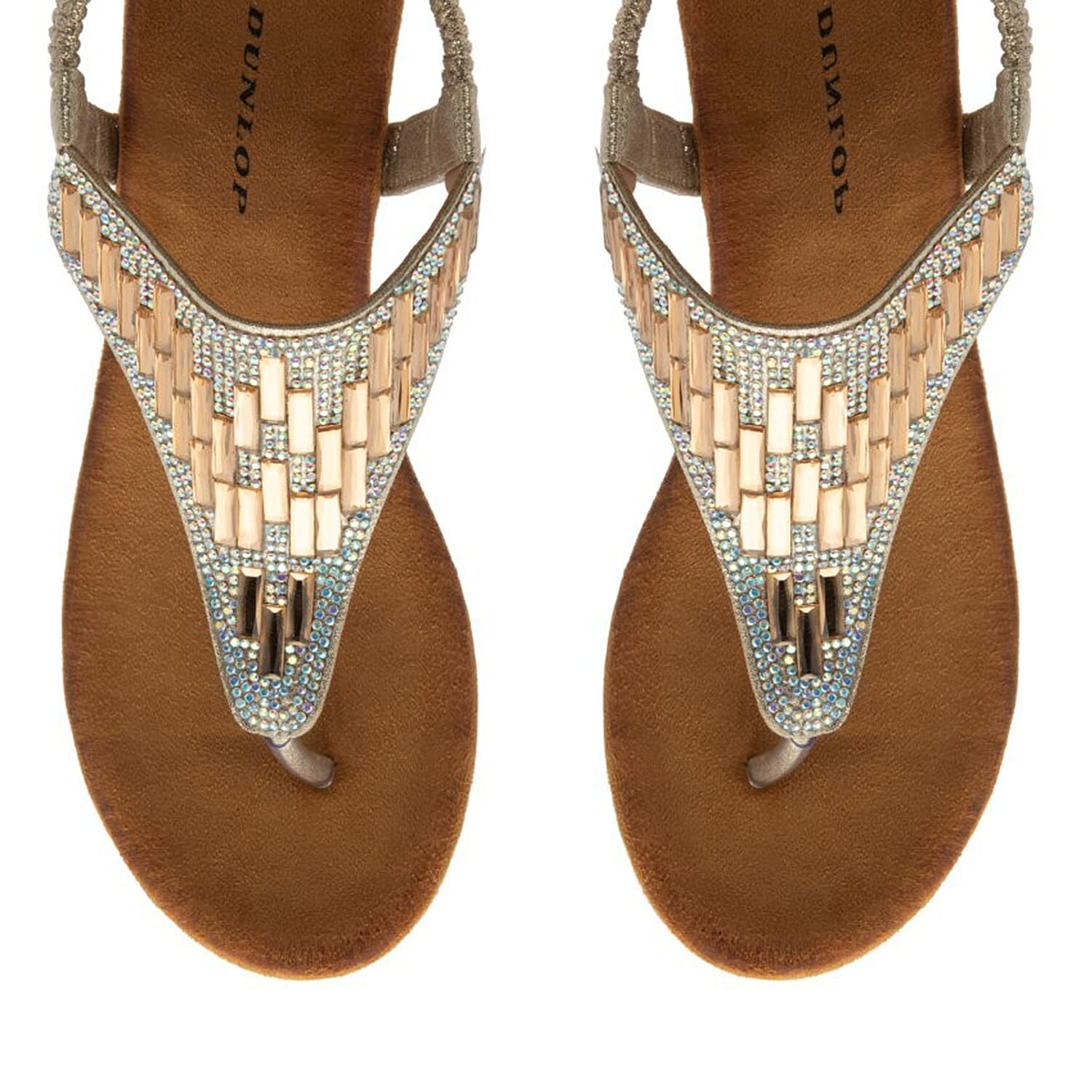 Dunlop Womens Abigail Toe Post Wedge Sandals With Elasticated Ankle Strap