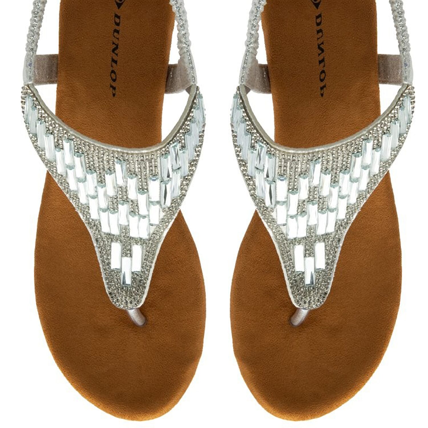 Dunlop Womens Abigail Toe Post Wedge Sandals With Elasticated Ankle Strap