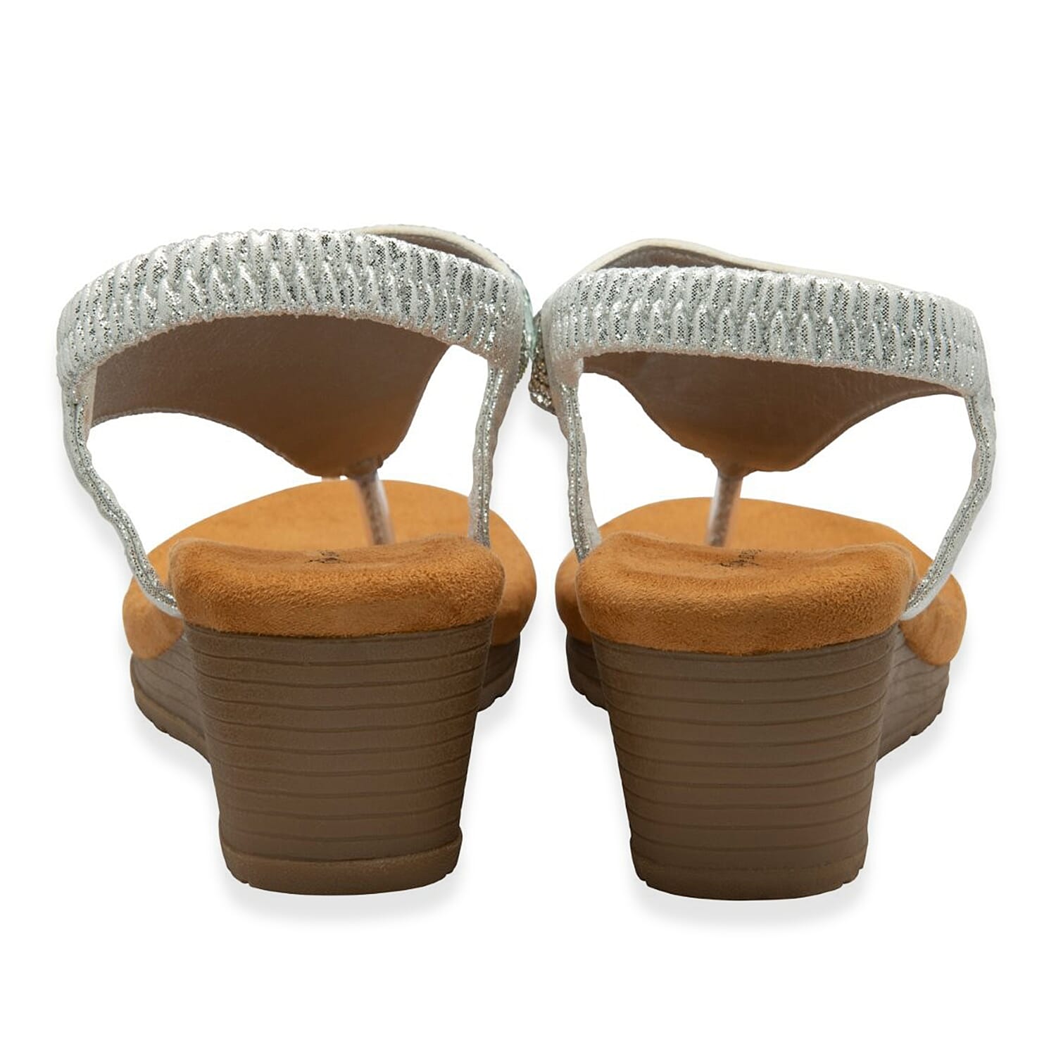 Dunlop Womens Abigail Toe Post Wedge Sandals With Elasticated Ankle Strap