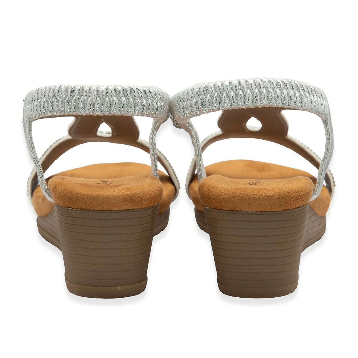 Dunlop Womens Verona Diamante T-Bar Strap Open-Toe Wedge Sandals With Elasticated Slingback 