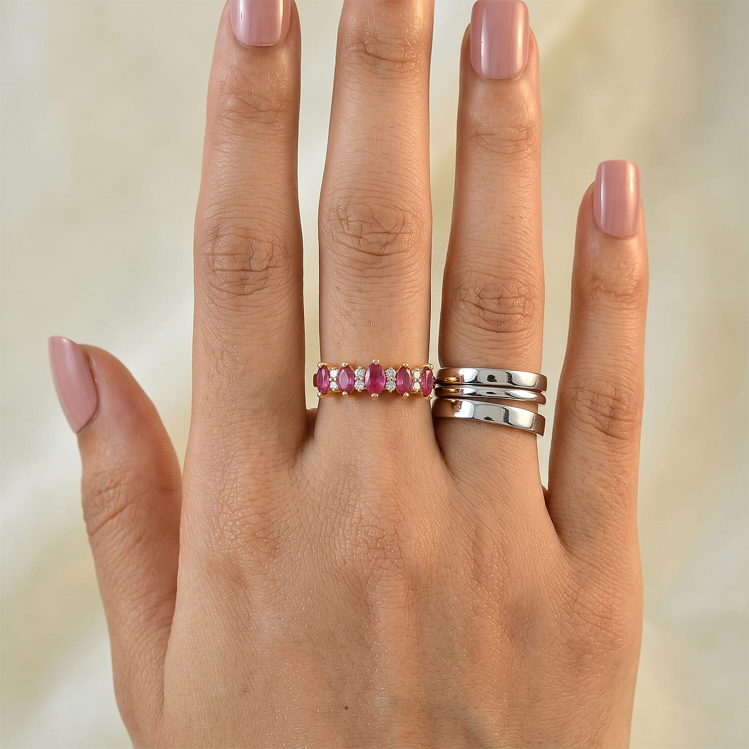 Luxuriant - African Ruby & Lab Grown Diamond (SI-G-H) Ring in Yellow Gold Plated Sterling Silver 1.30 Ct.